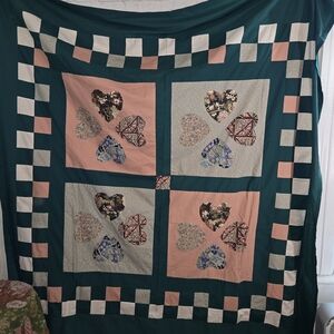 Patchwork Heart Quilt Shower Curtain Cottagecore Home Decor